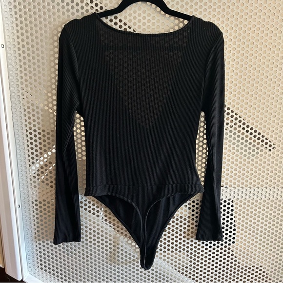 BP Ribbed Scoop Neck Wrap style Bodysuit Free with Purchase *Size Large Black - Picture 2 of 7